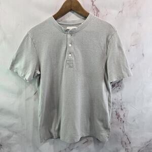 Billy Reid Shirt Womens Medium Gray Waffle Short Henley Thermal Androgenous Hemp